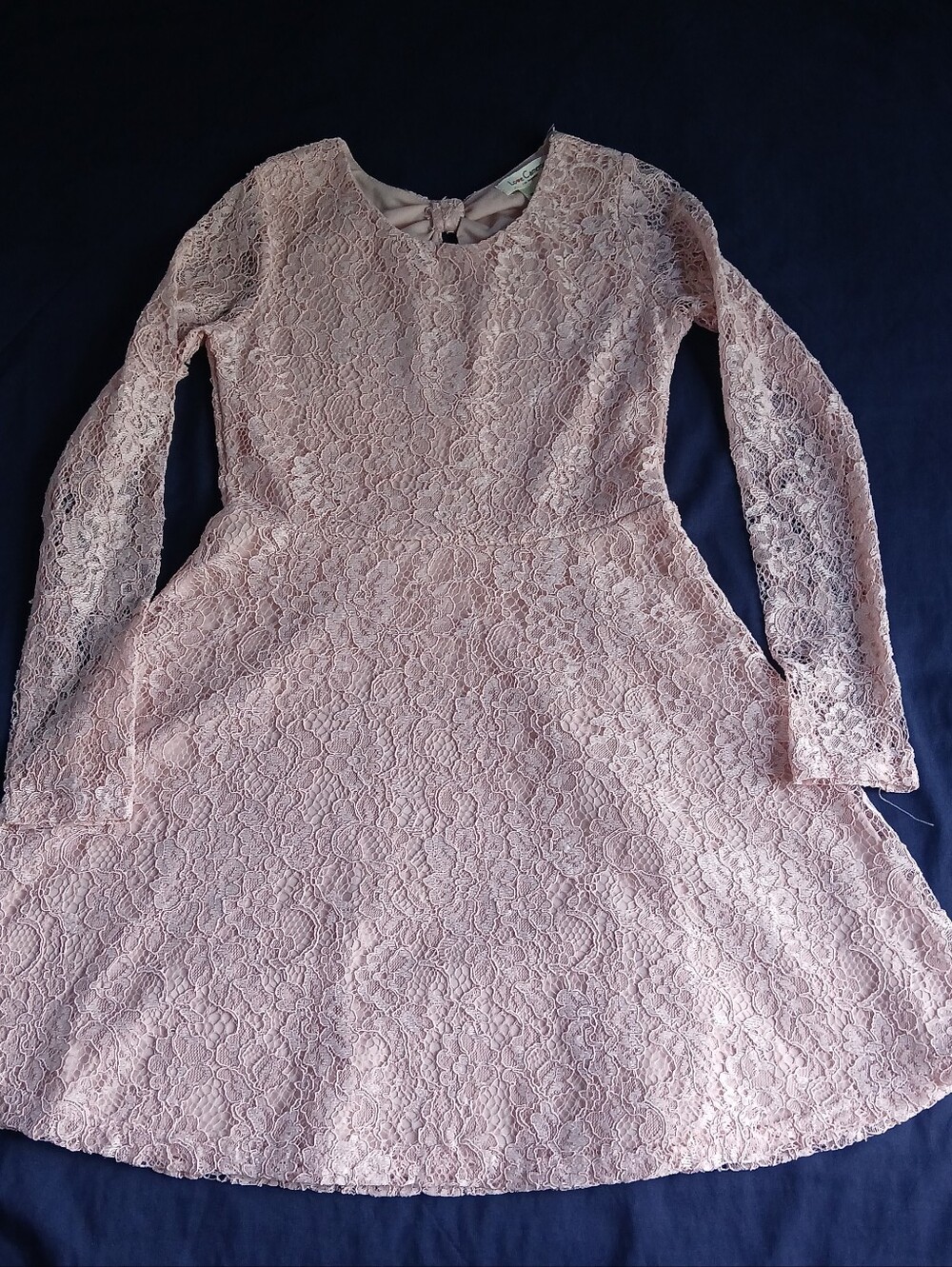 Girls' Blush Pink Lace Fit-and-Flare Formal Dress